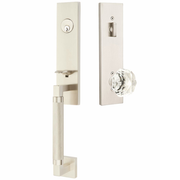 Emtek Hercules Knurled Tubular Entry Set Sectional with Diamond Glass Knob