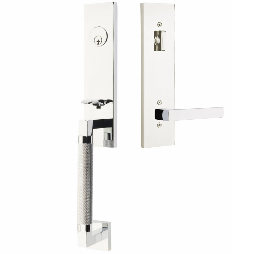 Emtek Hercules Knurled Tubular Entry Set Sectional with Dumont Lever