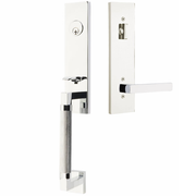 Emtek Hercules Knurled Tubular Entry Set Sectional with Dumont Lever