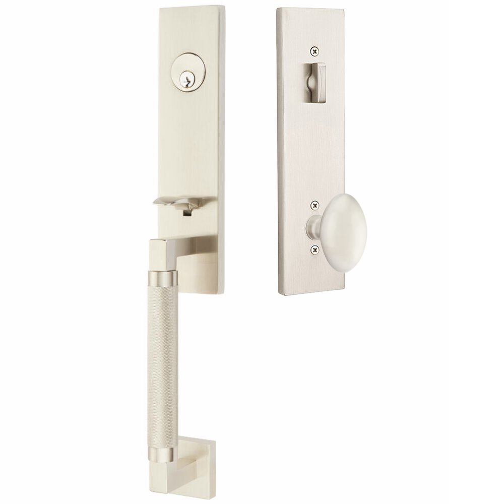 Emtek Hercules Knurled Tubular Entry Set Sectional with Egg Knob