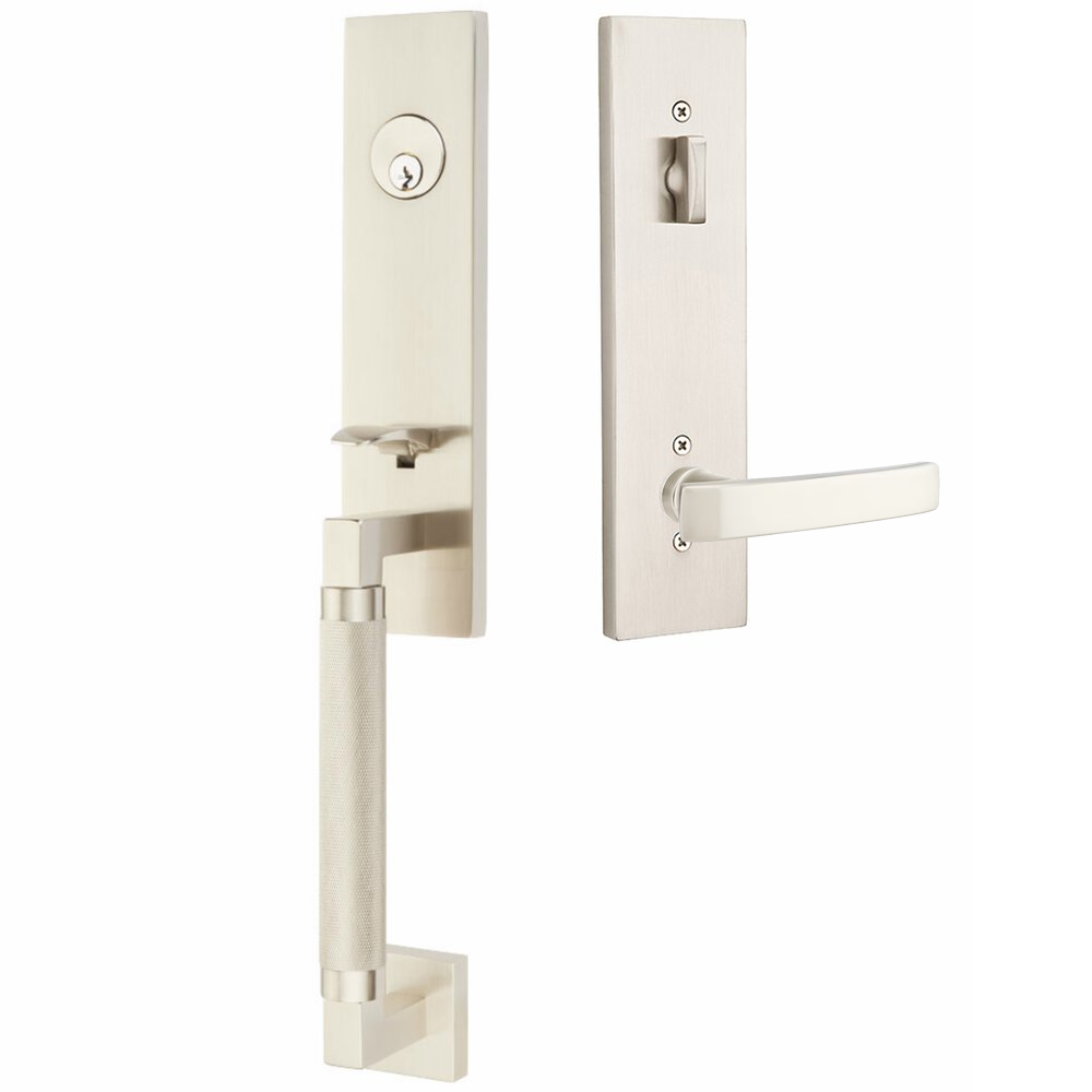 Emtek Hercules Knurled Tubular Entry Set Sectional with Geneva Lever