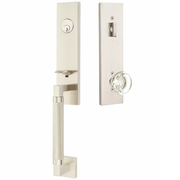 Emtek Hercules Knurled Tubular Entry Set Sectional with Georgetown Glass Knob