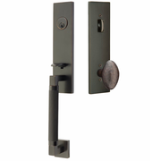 Emtek Hercules Knurled Tubular Entry Set Sectional with Hammered Egg Knob