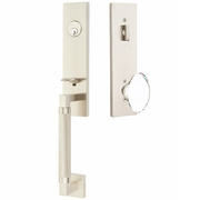 Emtek Hercules Knurled Tubular Entry Set Sectional with Hampton Glass Knob