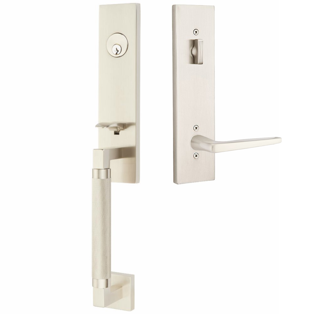 Emtek Hercules Knurled Tubular Entry Set Sectional with Hermes Lever