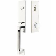 Emtek Hercules Knurled Tubular Entry Set Sectional with Laurent Knob