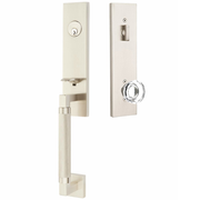 Emtek Hercules Knurled Tubular Entry Set Sectional with Lowell Glass Knob