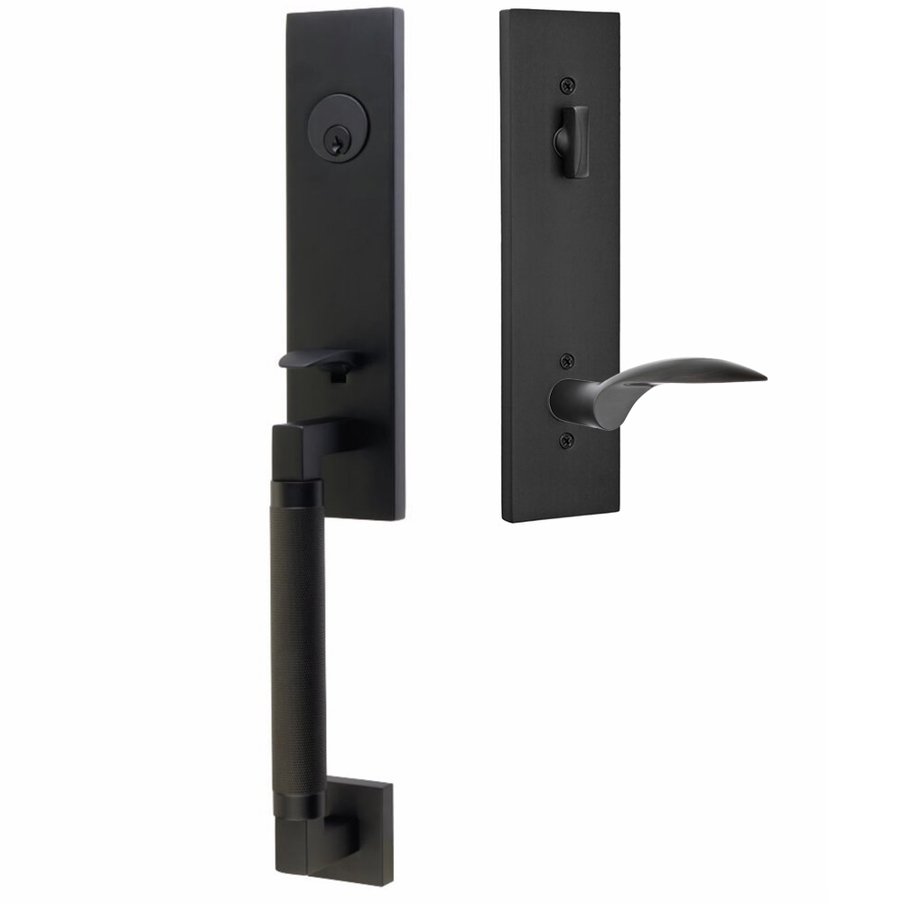 Emtek Hercules Knurled Tubular Entry Set Sectional with Mercury Lever