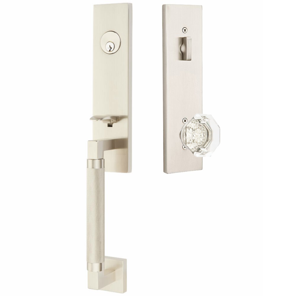 Emtek Hercules Knurled Tubular Entry Set Sectional with Old Town Knob