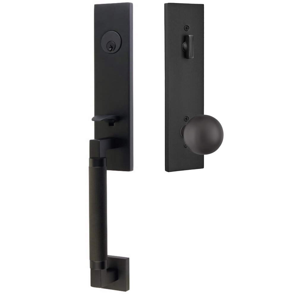 Emtek Hercules Knurled Tubular Entry Set Sectional with Orb Knob