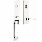 Emtek Hercules Knurled Tubular Entry Set Sectional with Sion Lever