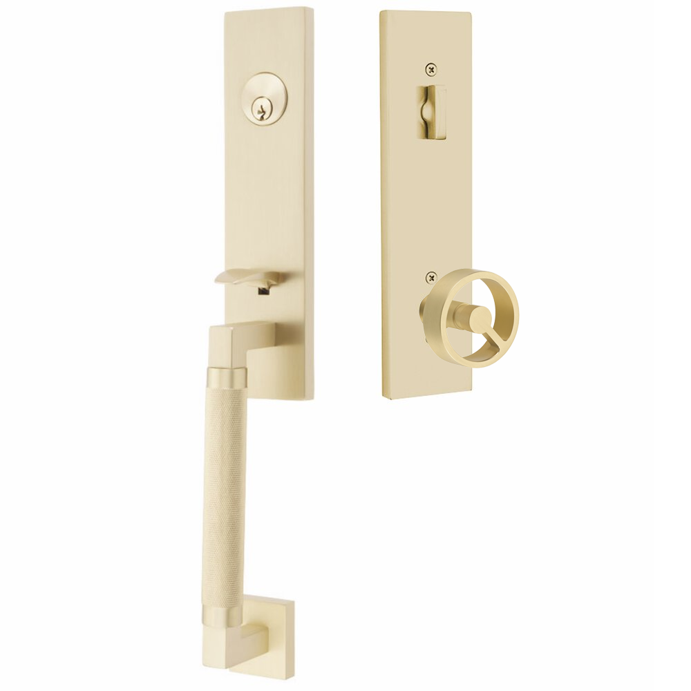 Emtek Hercules Knurled Tubular Entry Set Sectional with Spoke Knob