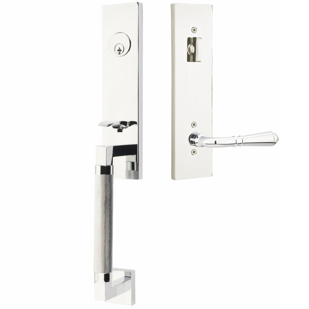 Emtek Hercules Knurled Tubular Entry Set Sectional with Turino Lever