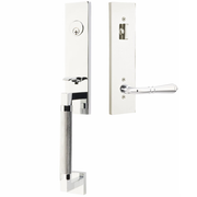 Emtek Hercules Knurled Tubular Entry Set Sectional with Turino Lever