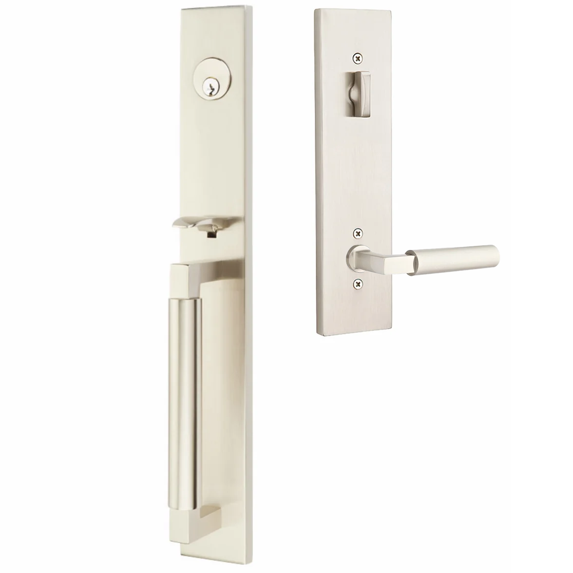 Emtek Hercules Smooth Tubular Entry Set Full Length with Hercules Lever