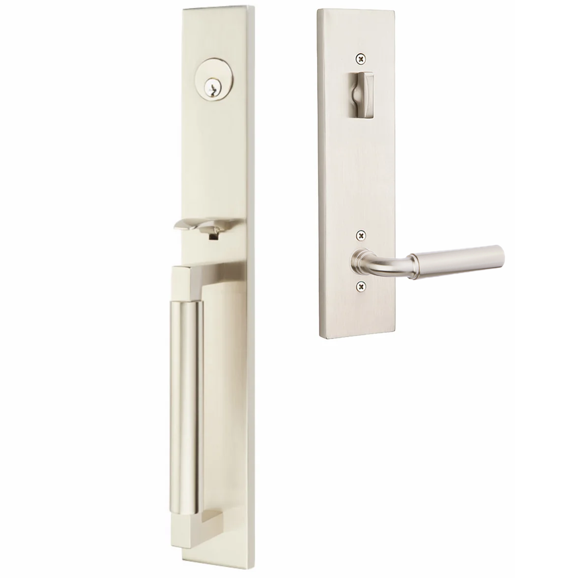 Emtek Hercules Smooth Tubular Entry Set Full Length with Manning Lever