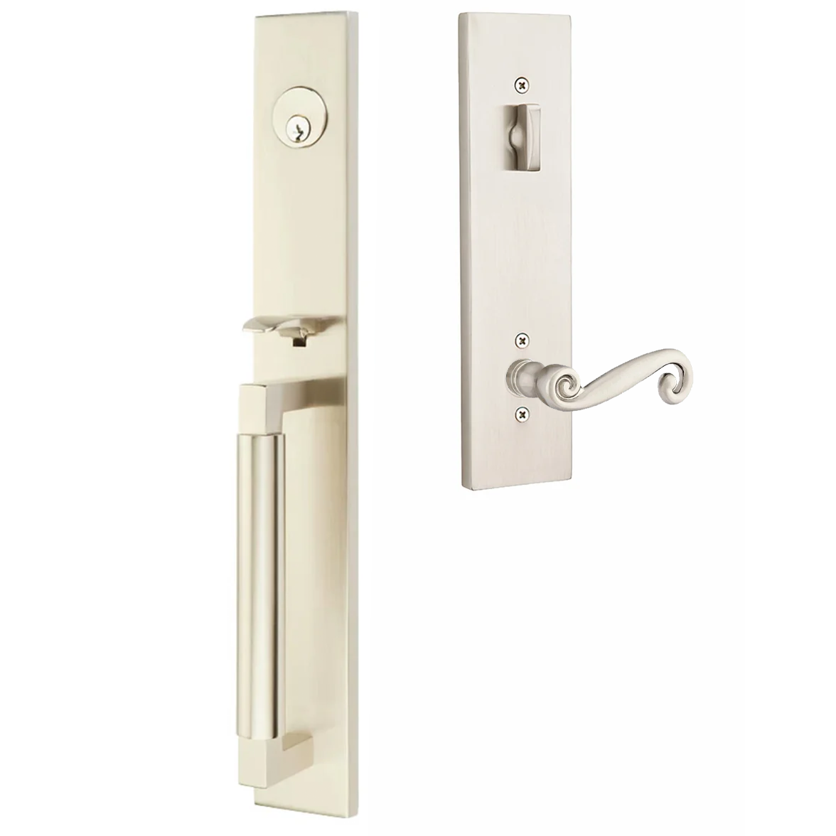 Emtek Hercules Smooth Tubular Entry Set Full Length with Rustic Lever