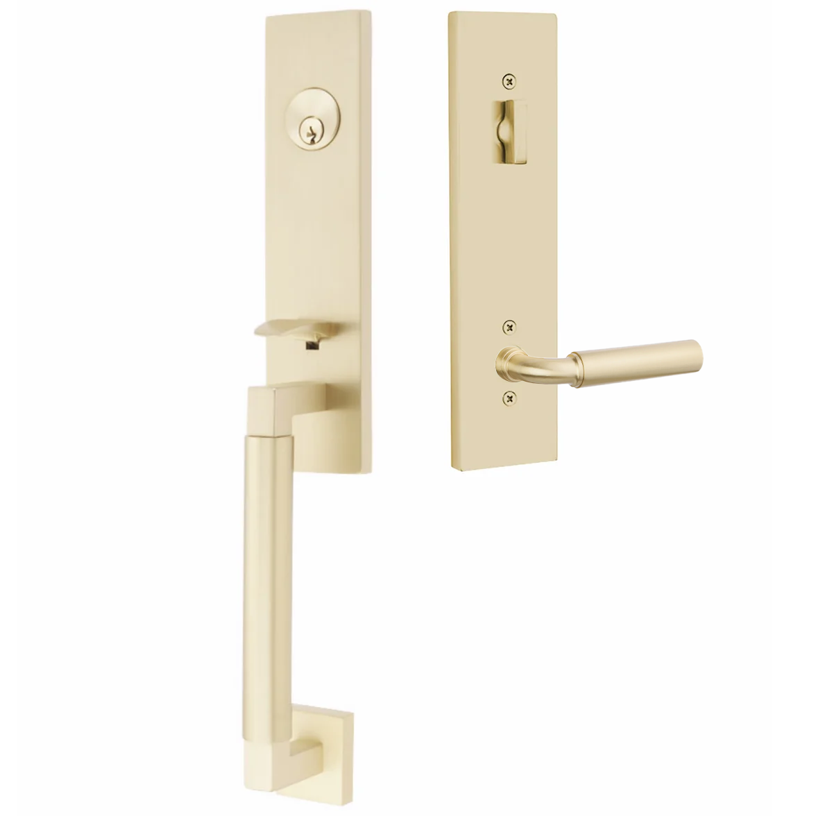 Emtek Hercules Smooth Tubular Entry Set Monolithic with Manning Lever