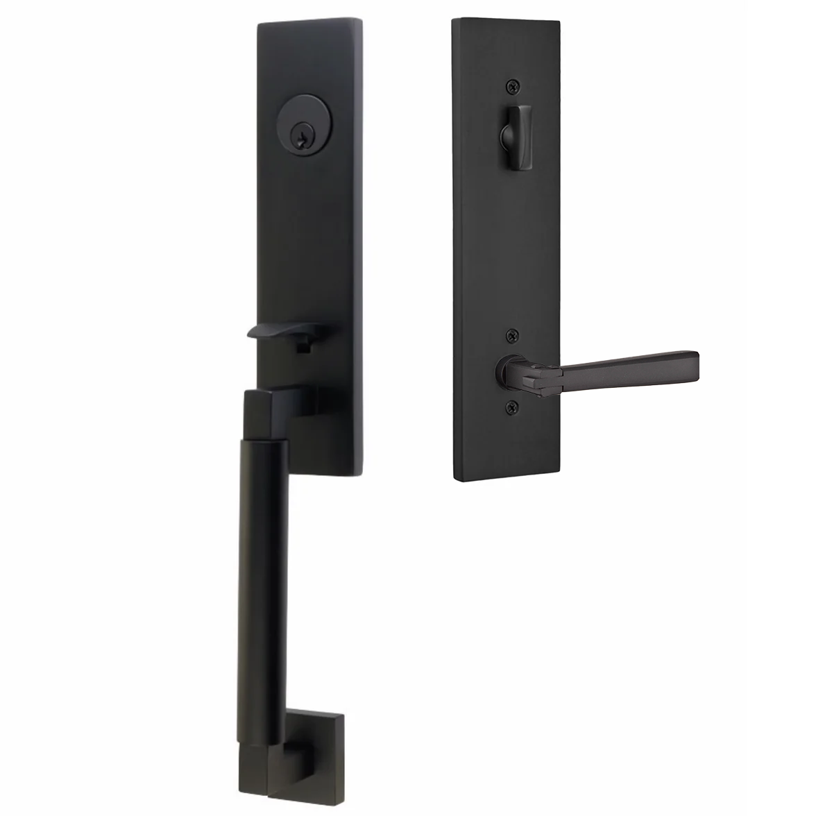 Emtek Hercules Smooth Tubular Entry Set Monolithic with Arts & Crafts Lever