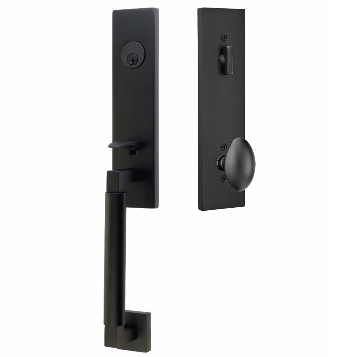 Emtek Hercules Smooth Tubular Entry Set Monolithic with Egg Knob