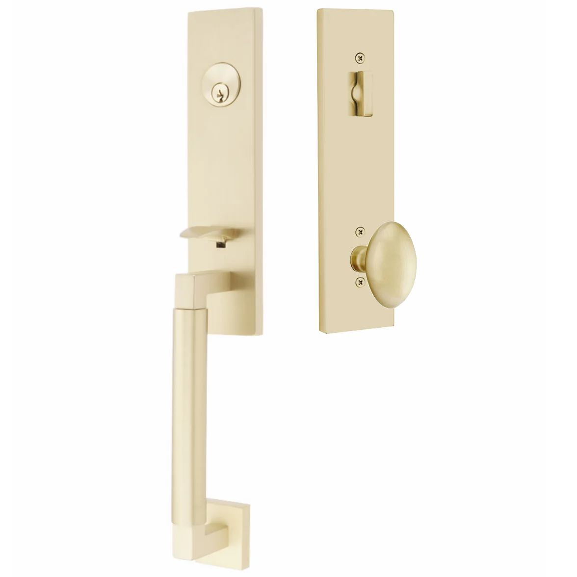 Emtek Hercules Smooth Tubular Entry Set Monolithic with Egg Knob