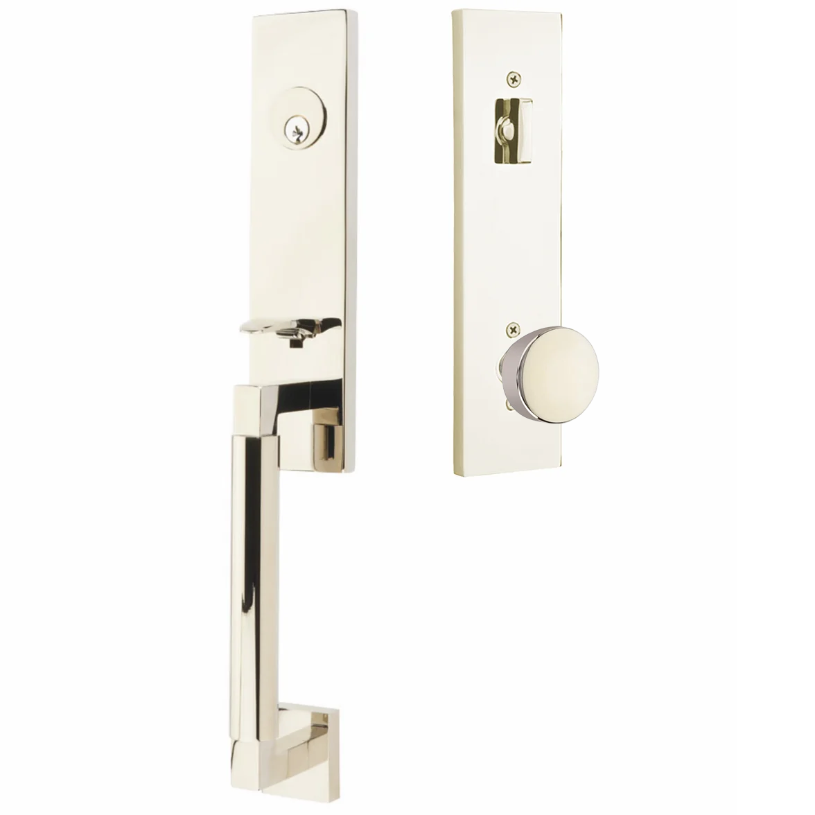 Emtek Hercules Smooth Tubular Entry Set Monolithic with Laurent Knob