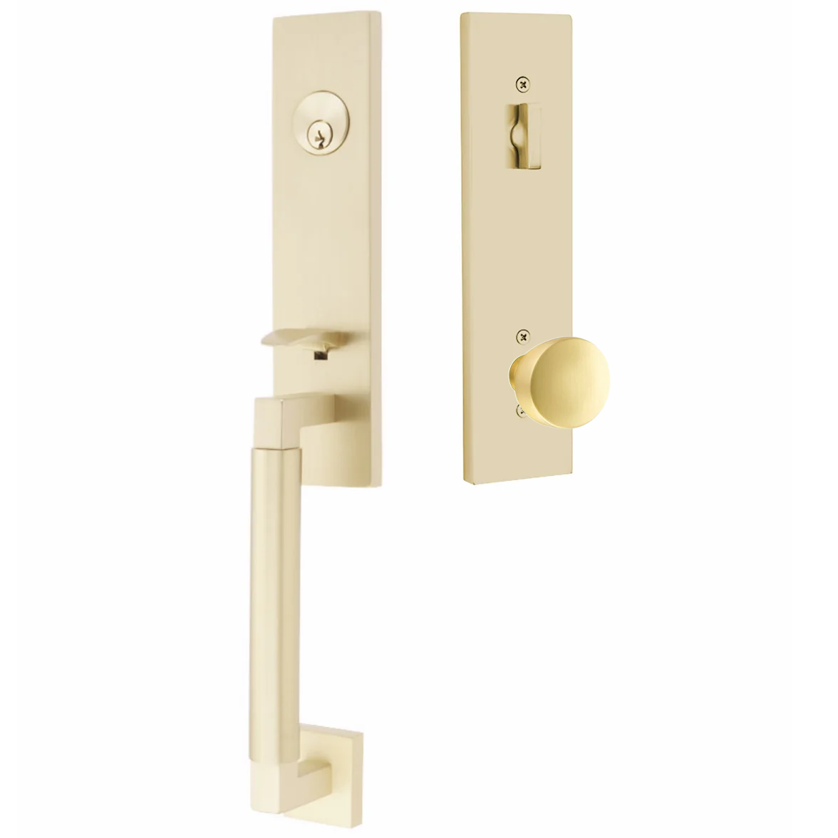 Emtek Hercules Smooth Tubular Entry Set Monolithic with Laurent Knob