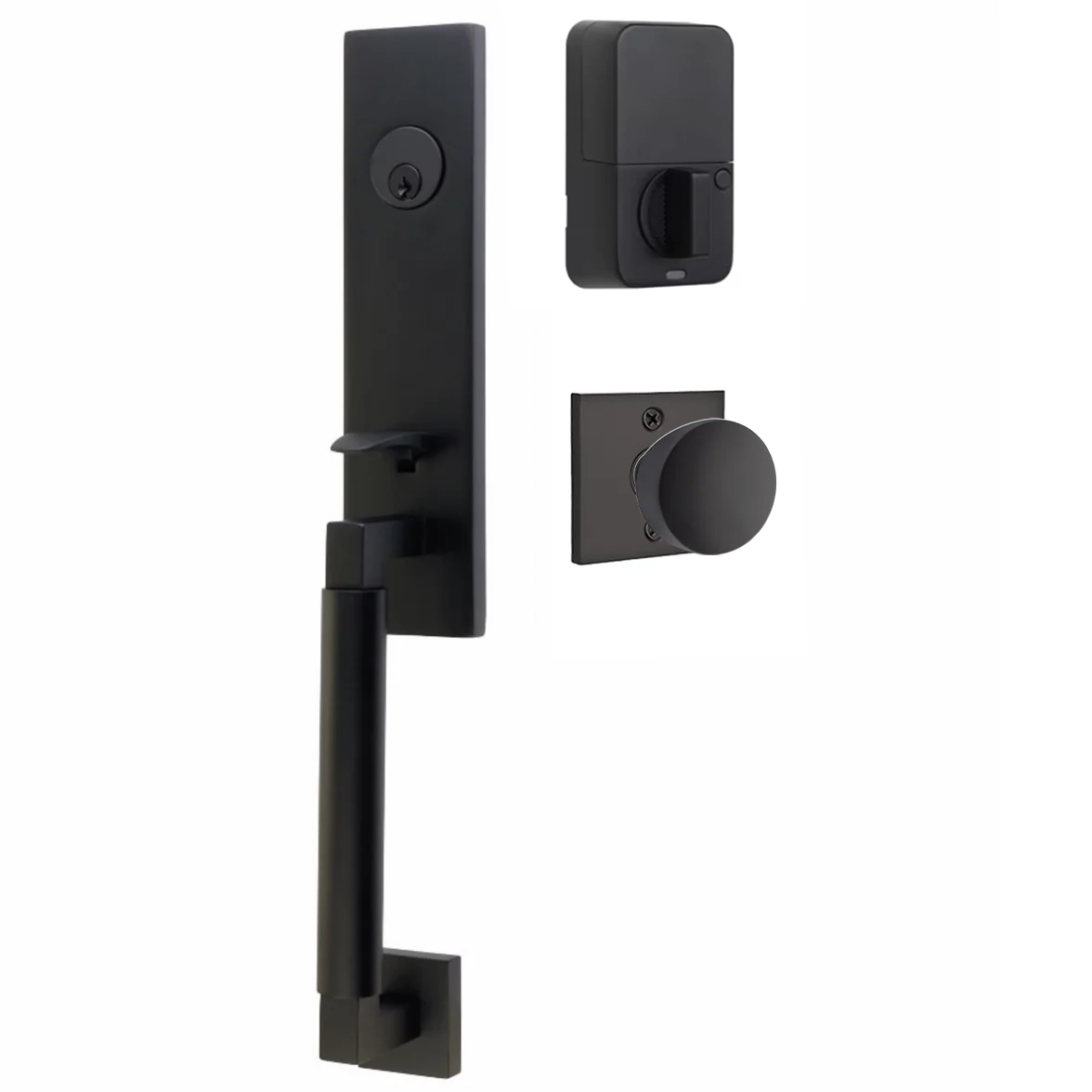 Emtek Hercules Smooth Tubular Entry Set Monolithic with Laurent Knob