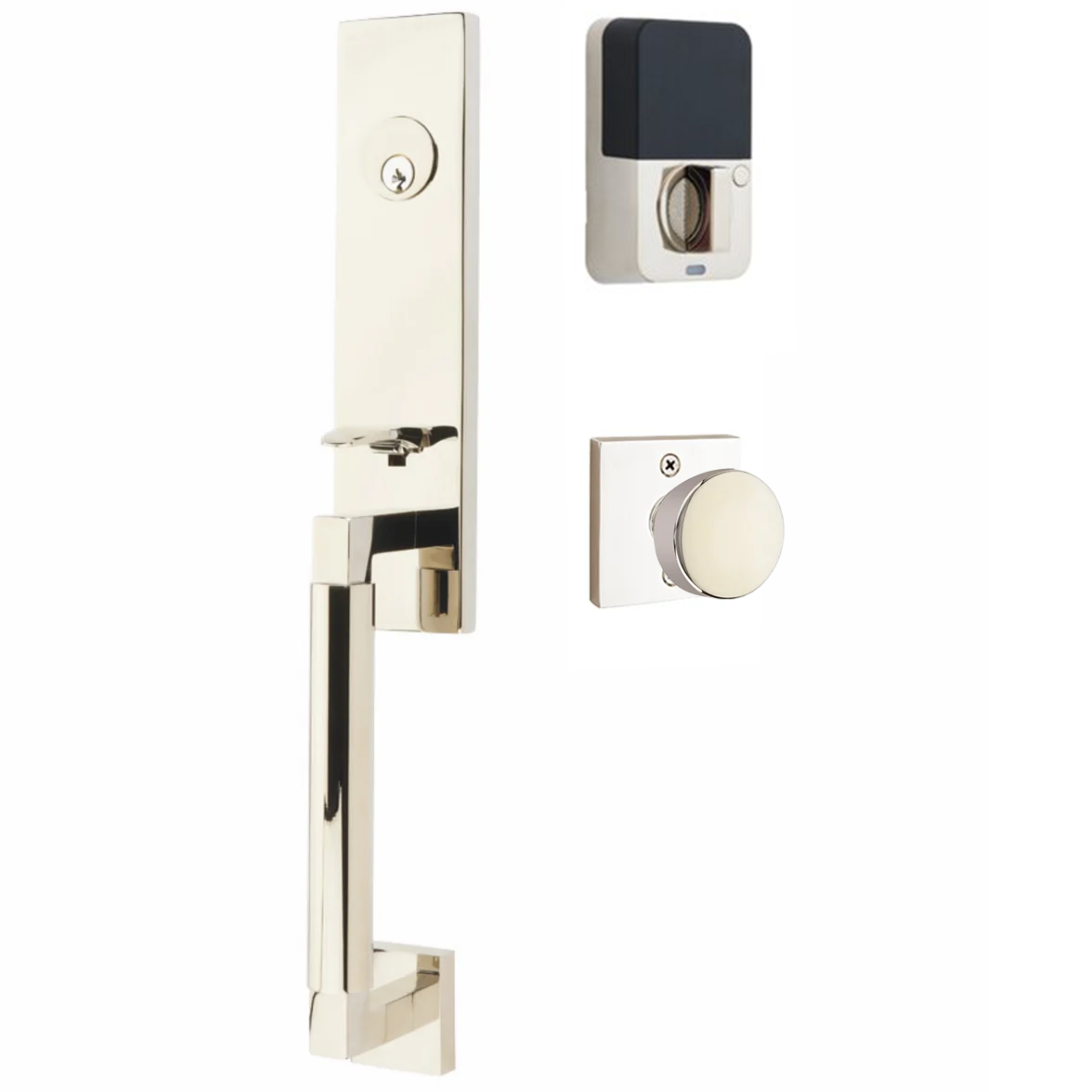 Emtek Hercules Smooth Tubular Entry Set Monolithic with Laurent Knob