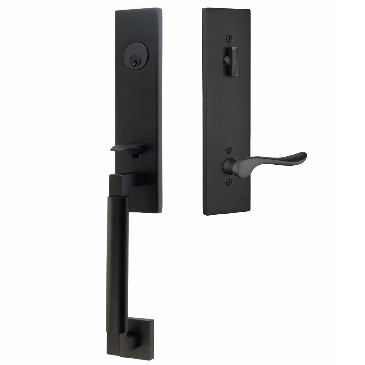 Emtek Hercules Smooth Tubular Entry Set Monolithic with Luzern Lever