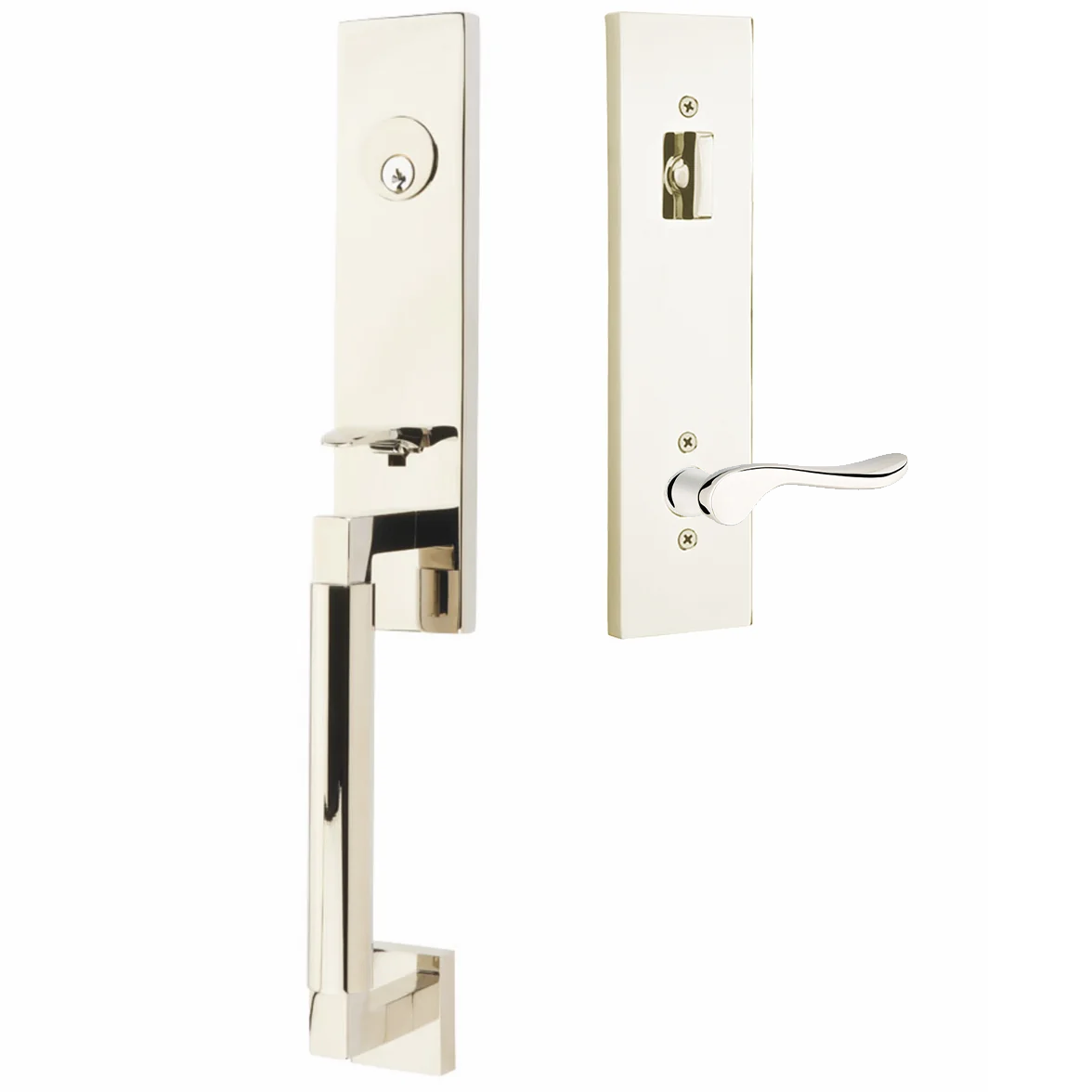 Emtek Hercules Smooth Tubular Entry Set Monolithic with Luzern Lever