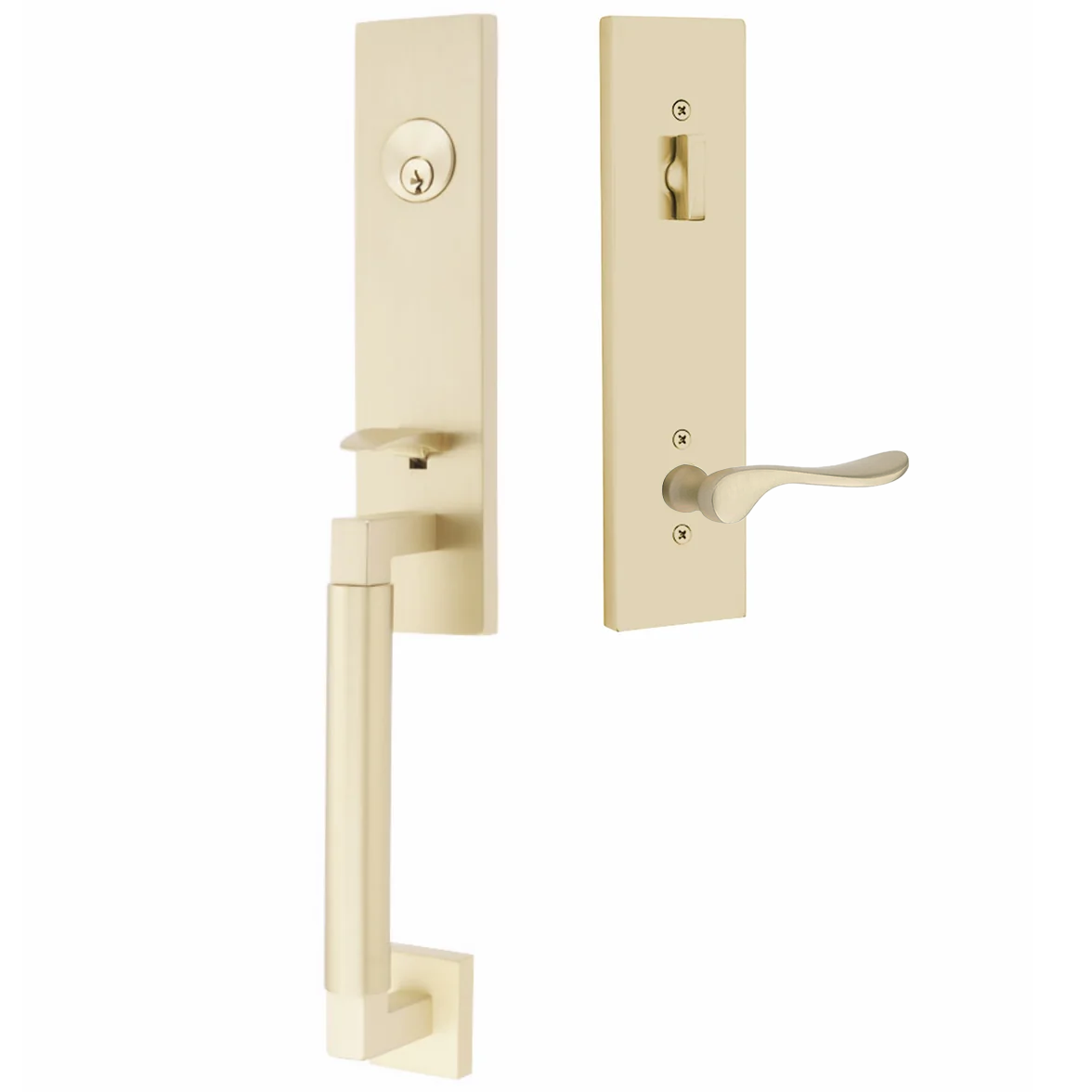 Emtek Hercules Smooth Tubular Entry Set Monolithic with Luzern Lever