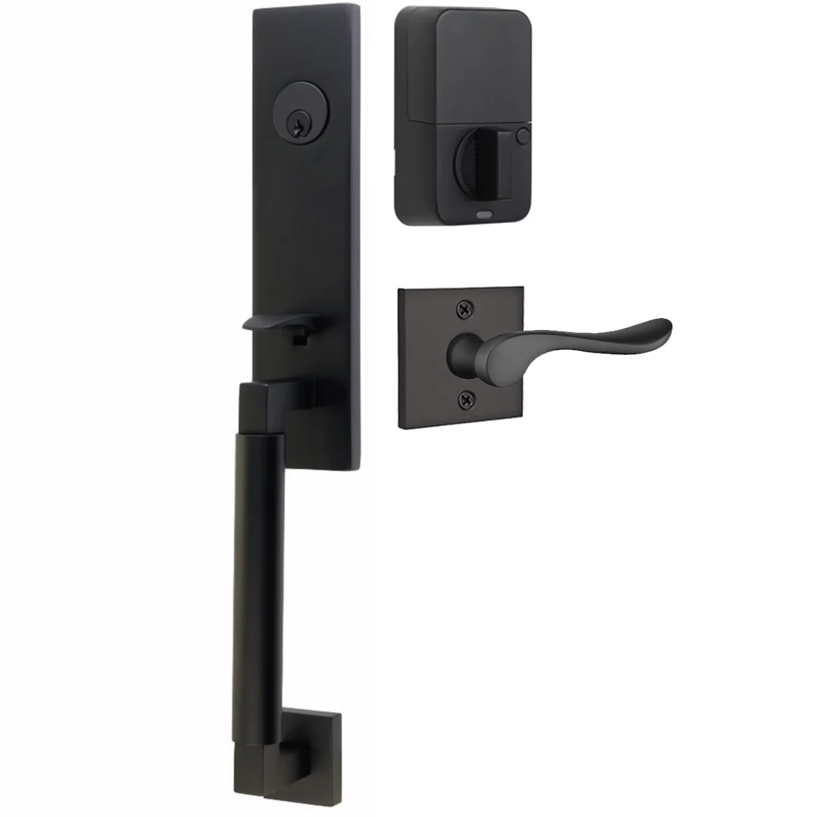 Emtek Hercules Smooth Tubular Entry Set Monolithic with Luzern Lever