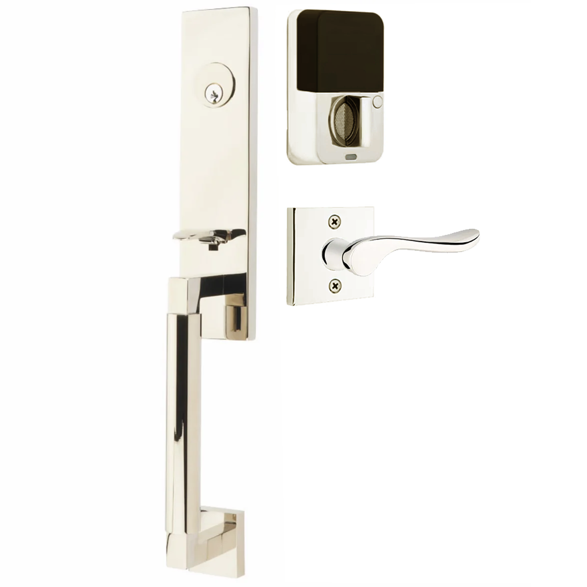 Emtek Hercules Smooth Tubular Entry Set Monolithic with Luzern Lever