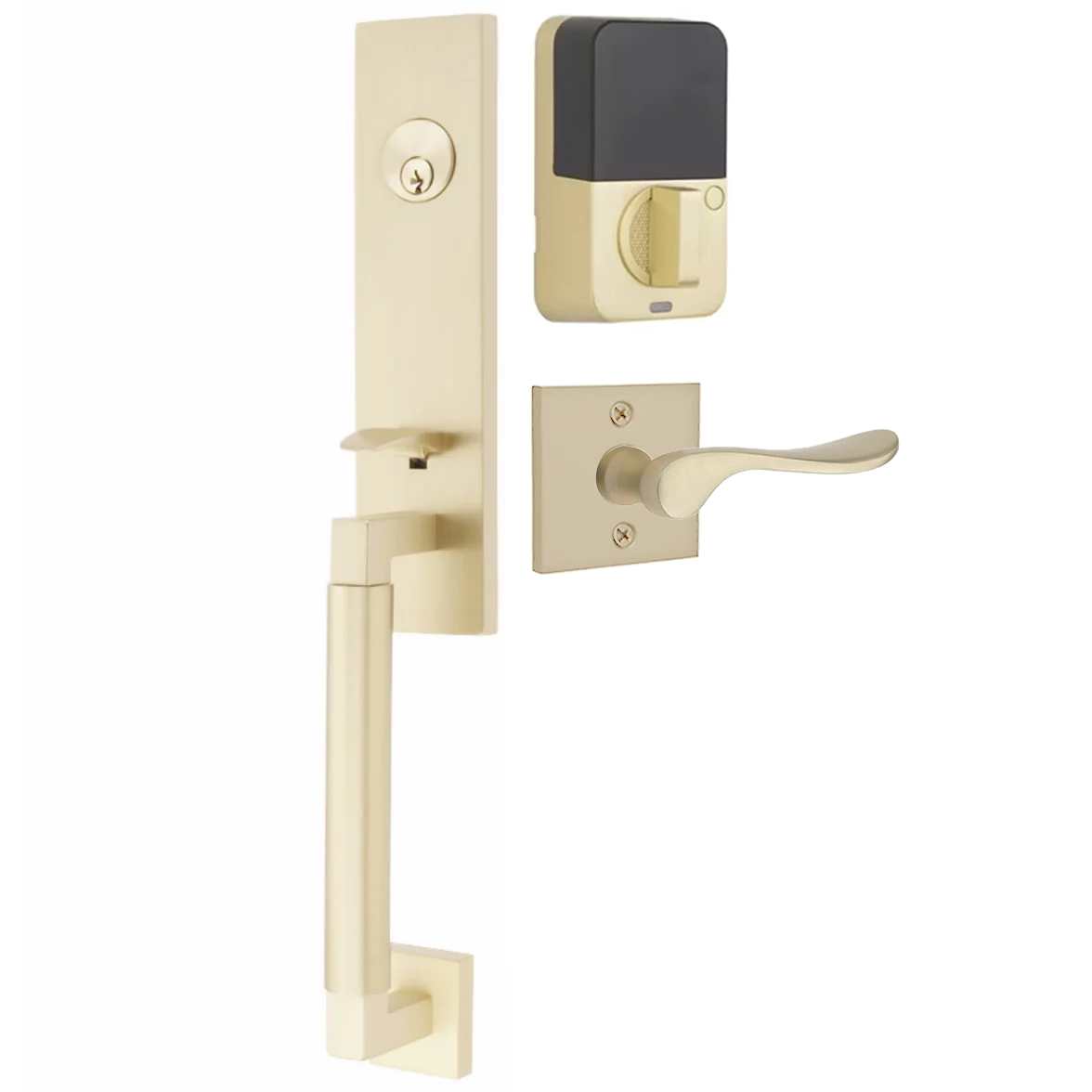 Emtek Hercules Smooth Tubular Entry Set Monolithic with Luzern Lever