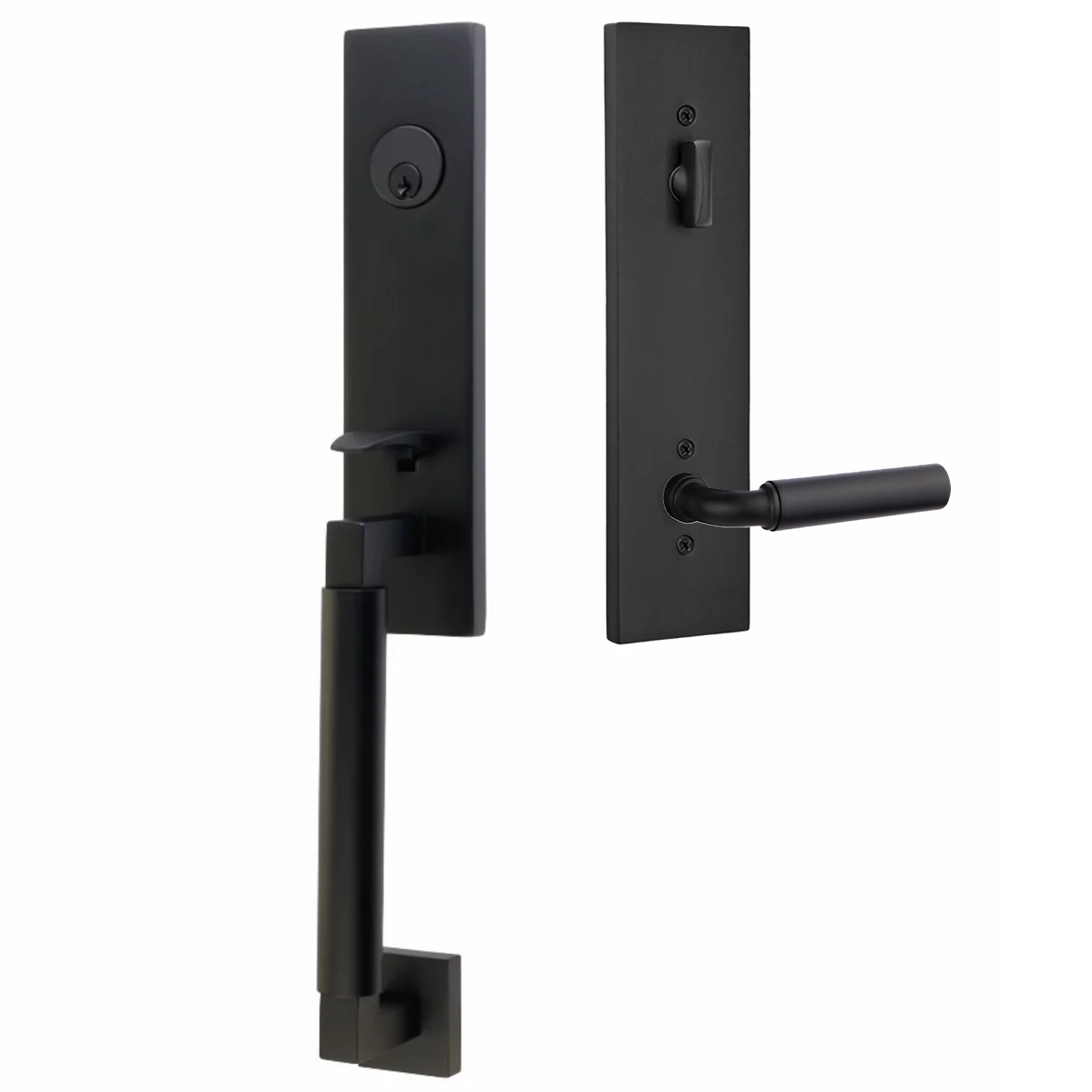 Emtek Hercules Smooth Tubular Entry Set Monolithic with Manning Lever