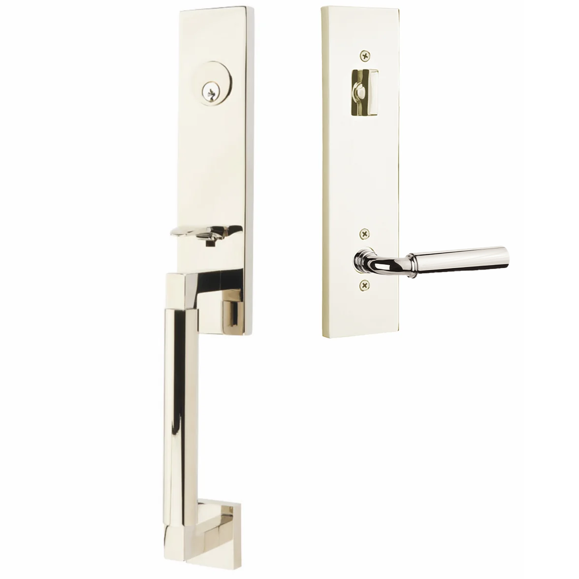 Emtek Hercules Smooth Tubular Entry Set Monolithic with Manning Lever