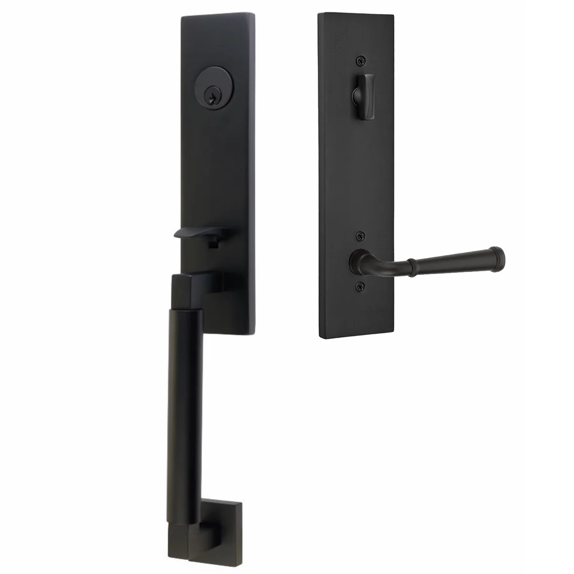 Emtek Hercules Smooth Tubular Entry Set Monolithic with Merrimack Lever