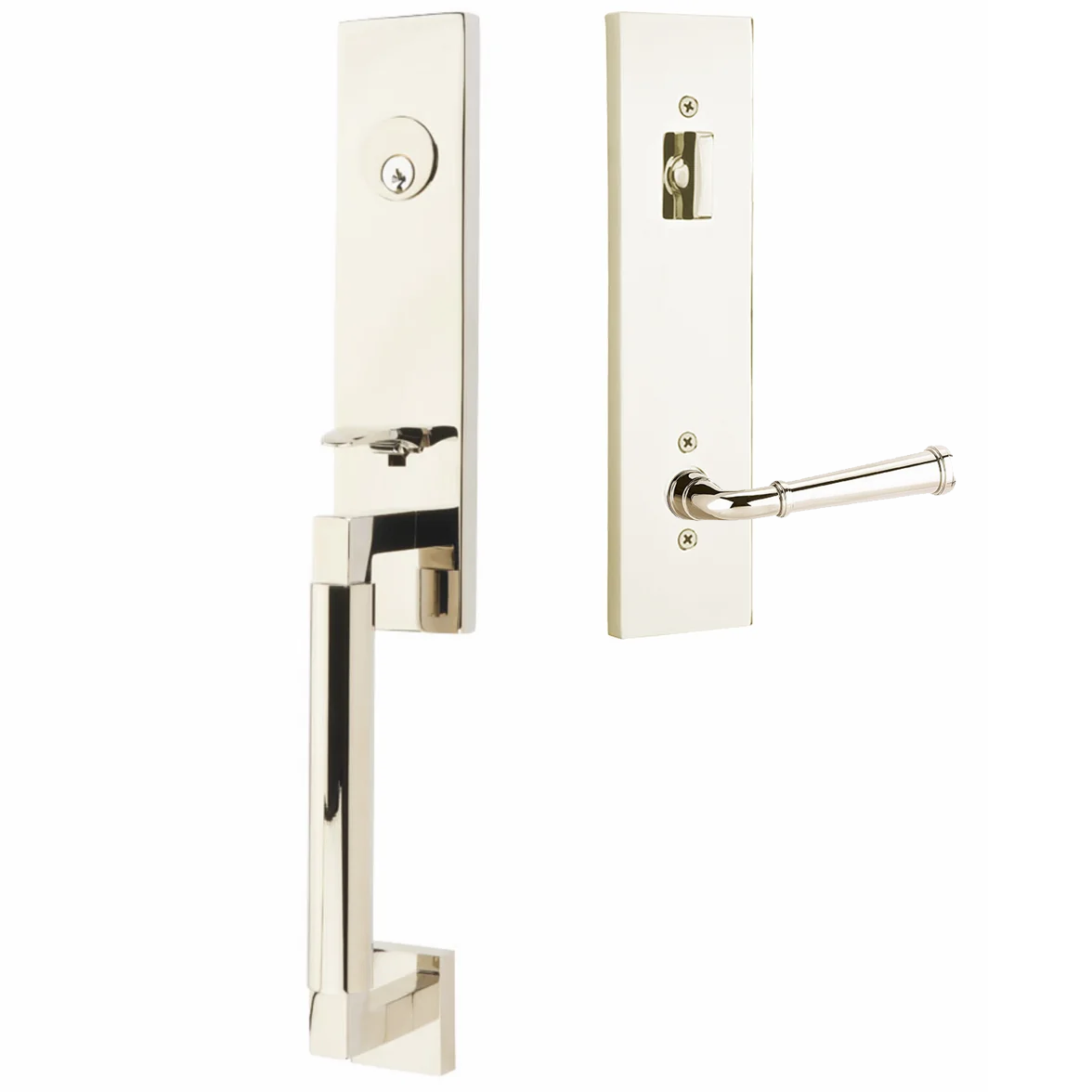 Emtek Hercules Smooth Tubular Entry Set Monolithic with Merrimack Lever