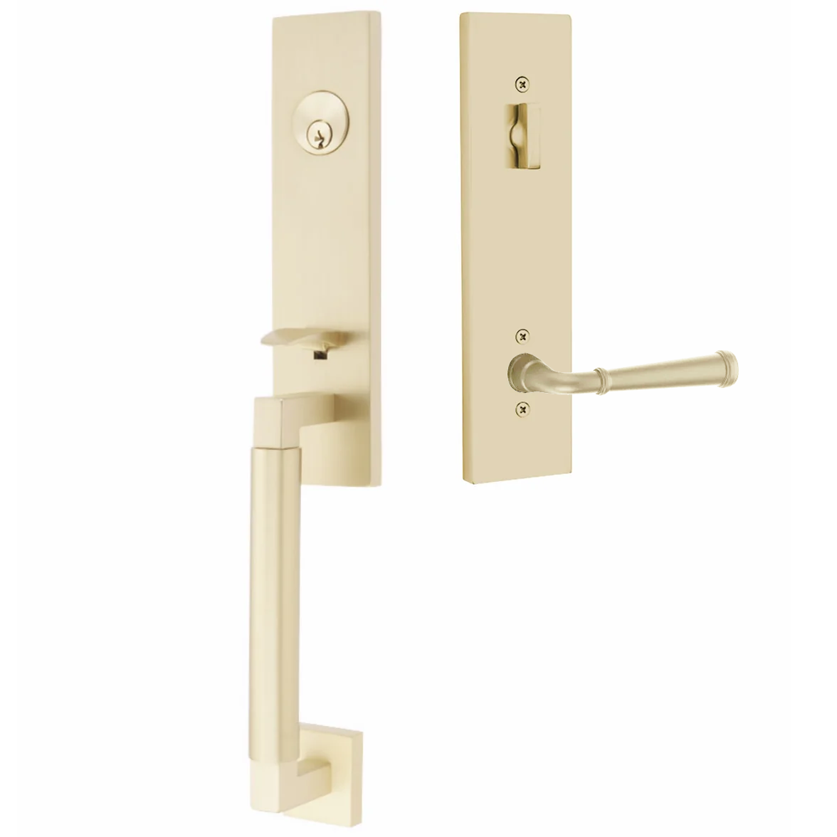 Emtek Hercules Smooth Tubular Entry Set Monolithic with Merrimack Lever