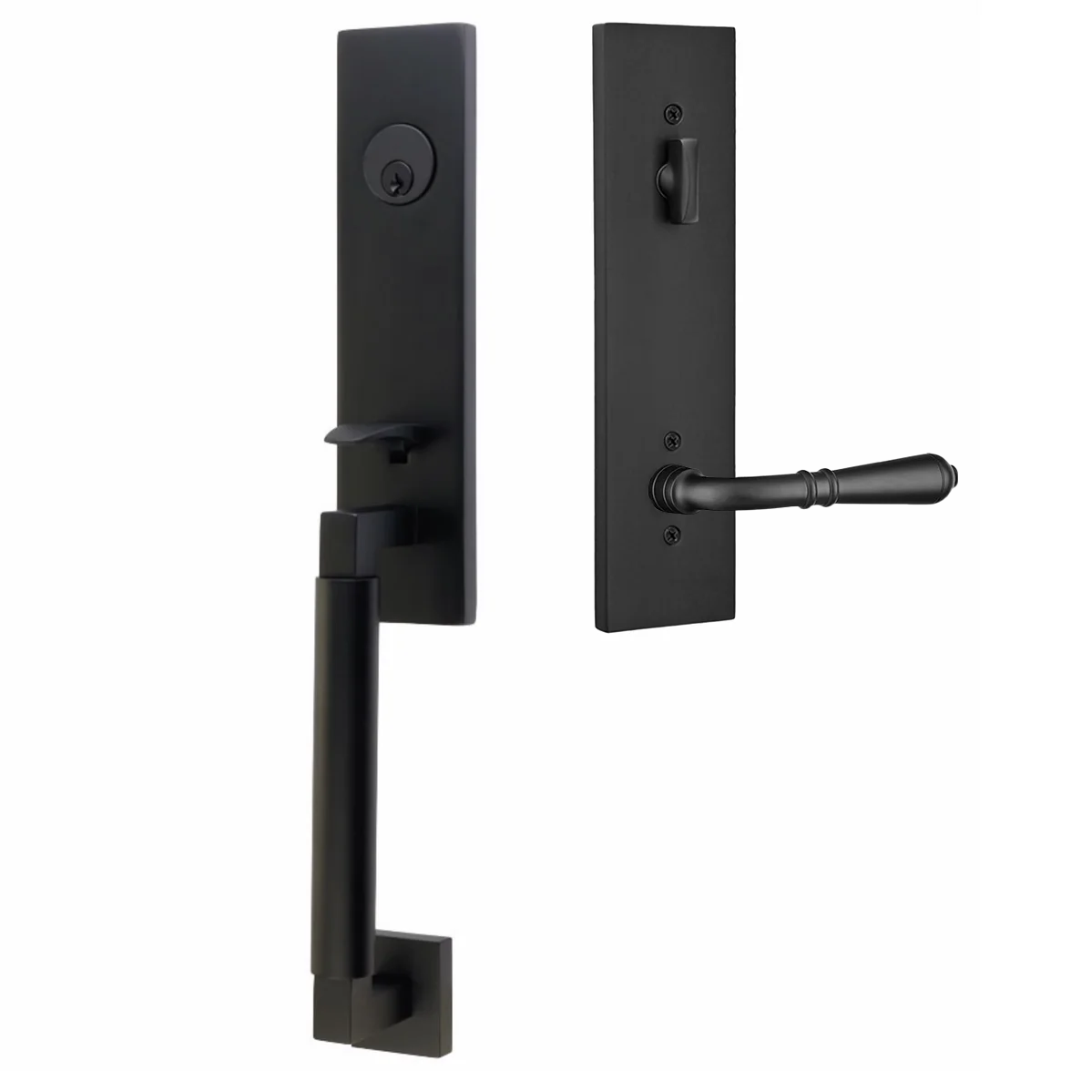 Emtek Hercules Smooth Tubular Entry Set Monolithic with Turino Lever