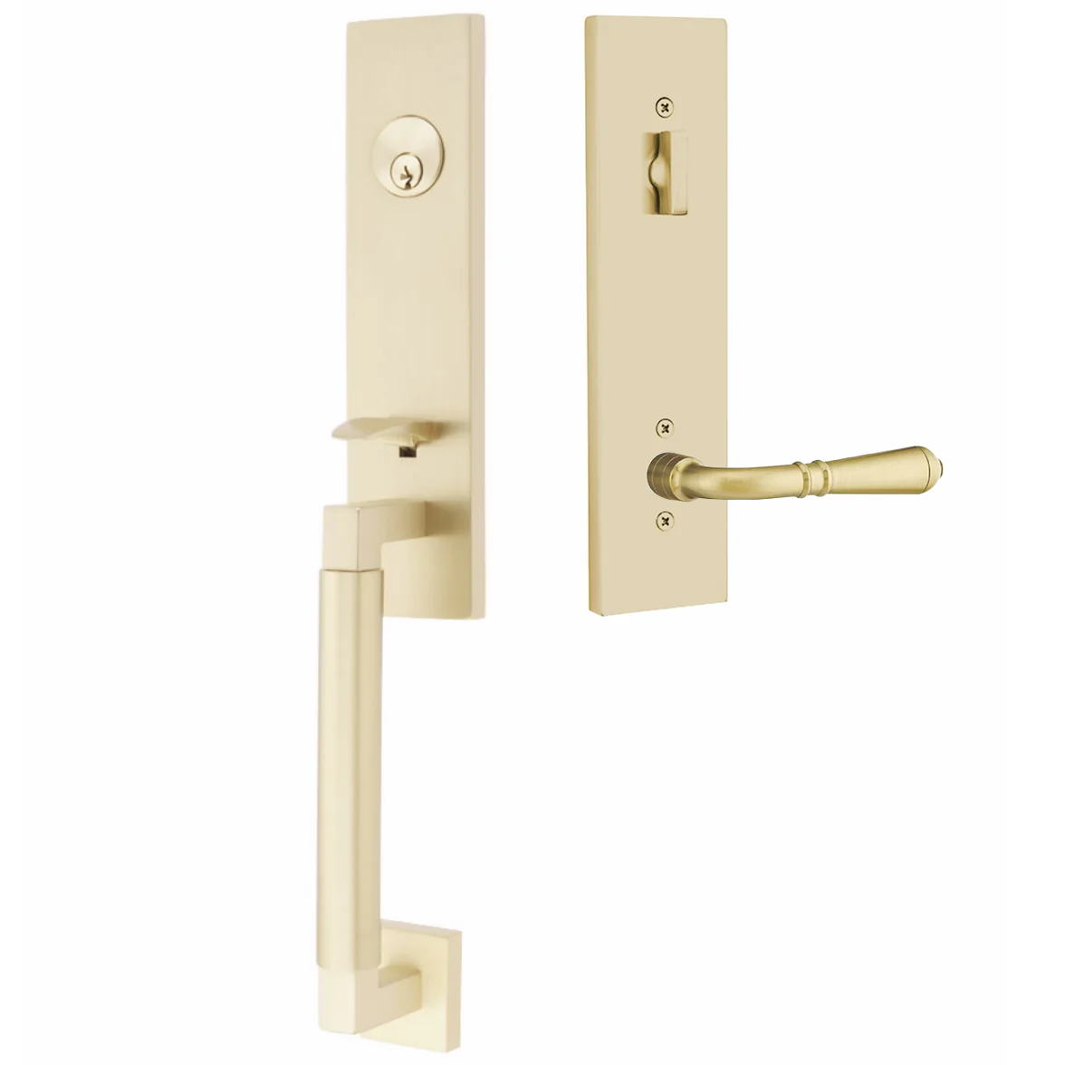 Emtek Hercules Smooth Tubular Entry Set Monolithic with Turino Lever