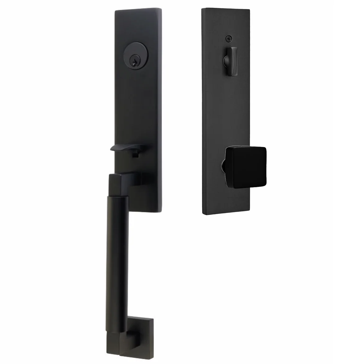 Emtek Hercules Smooth Tubular Entry Set Monolithic with Square Knob