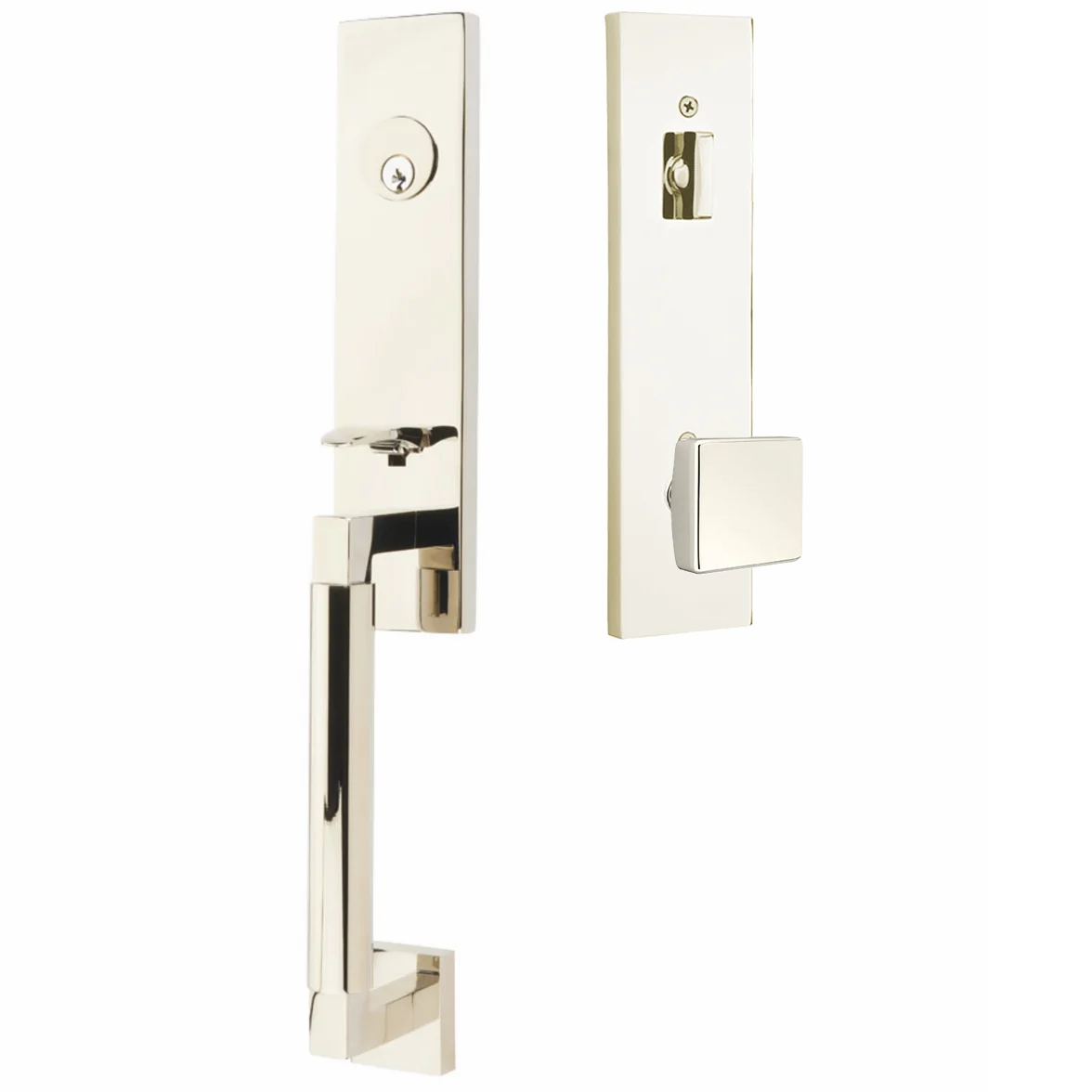 Emtek Hercules Smooth Tubular Entry Set Monolithic with Square Knob
