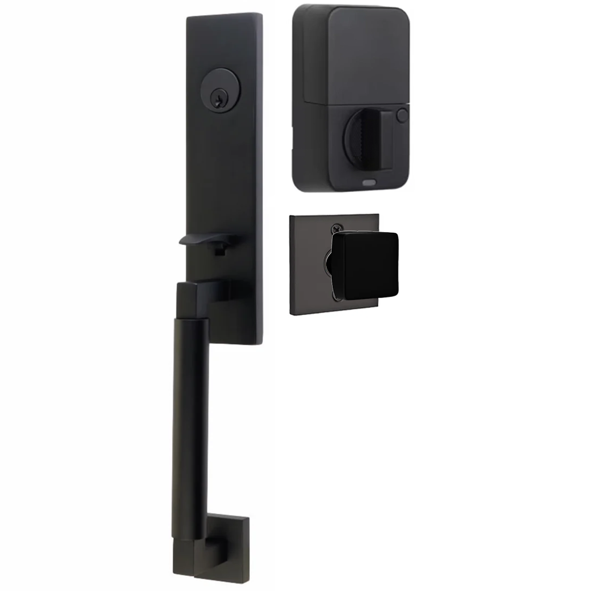 Emtek Hercules Smooth Tubular Entry Set Monolithic with Square Knob