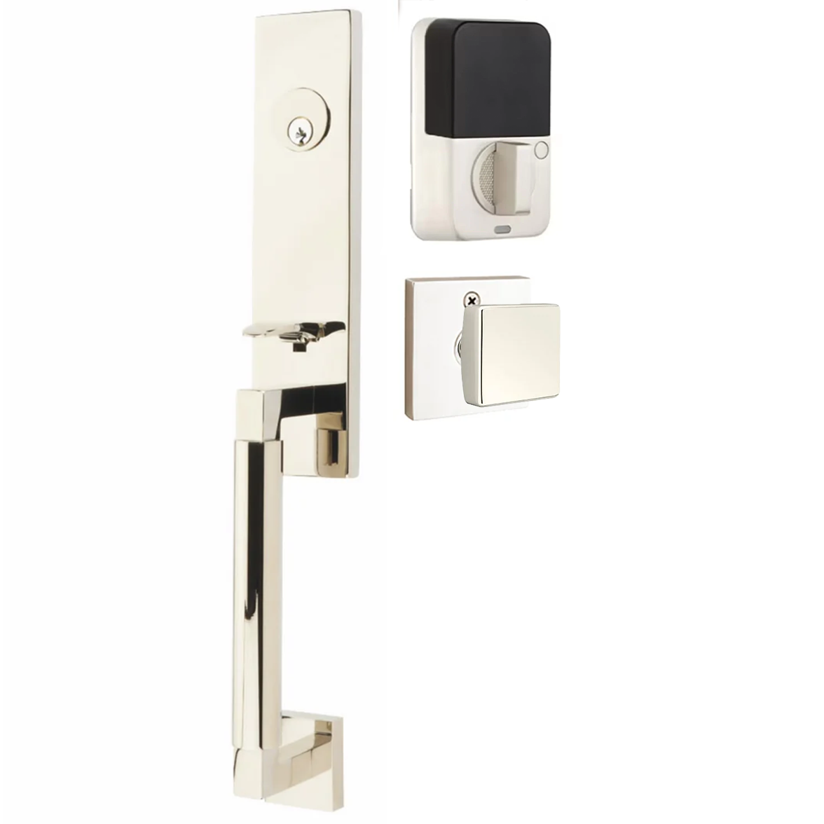 Emtek Hercules Smooth Tubular Entry Set Monolithic with Square Knob