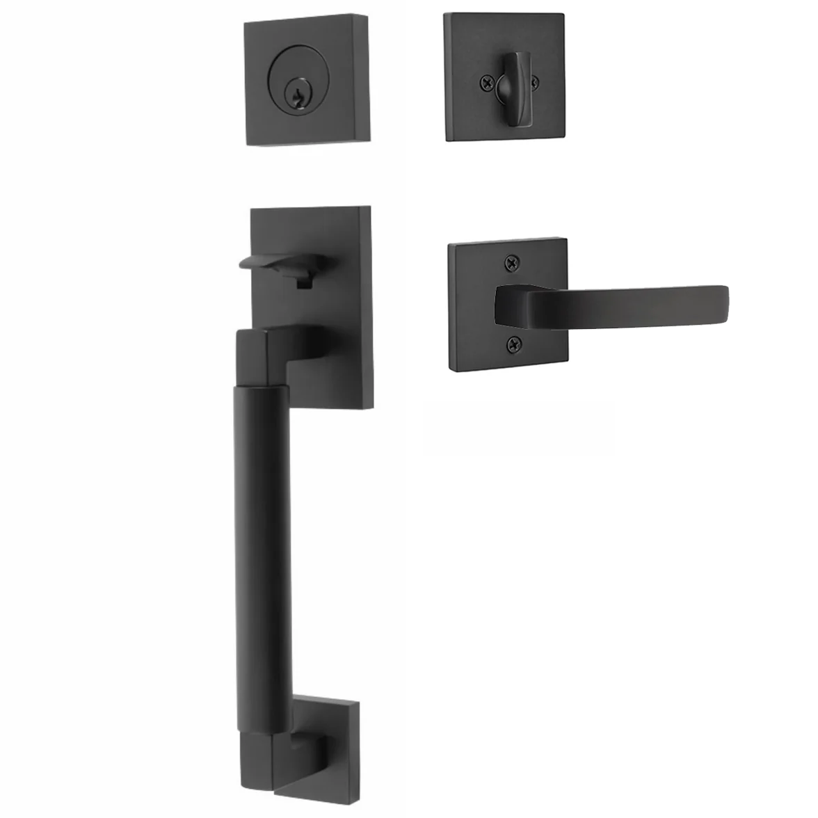 Emtek Hercules Smooth Tubular Entry Set Sectional with Breslin Lever