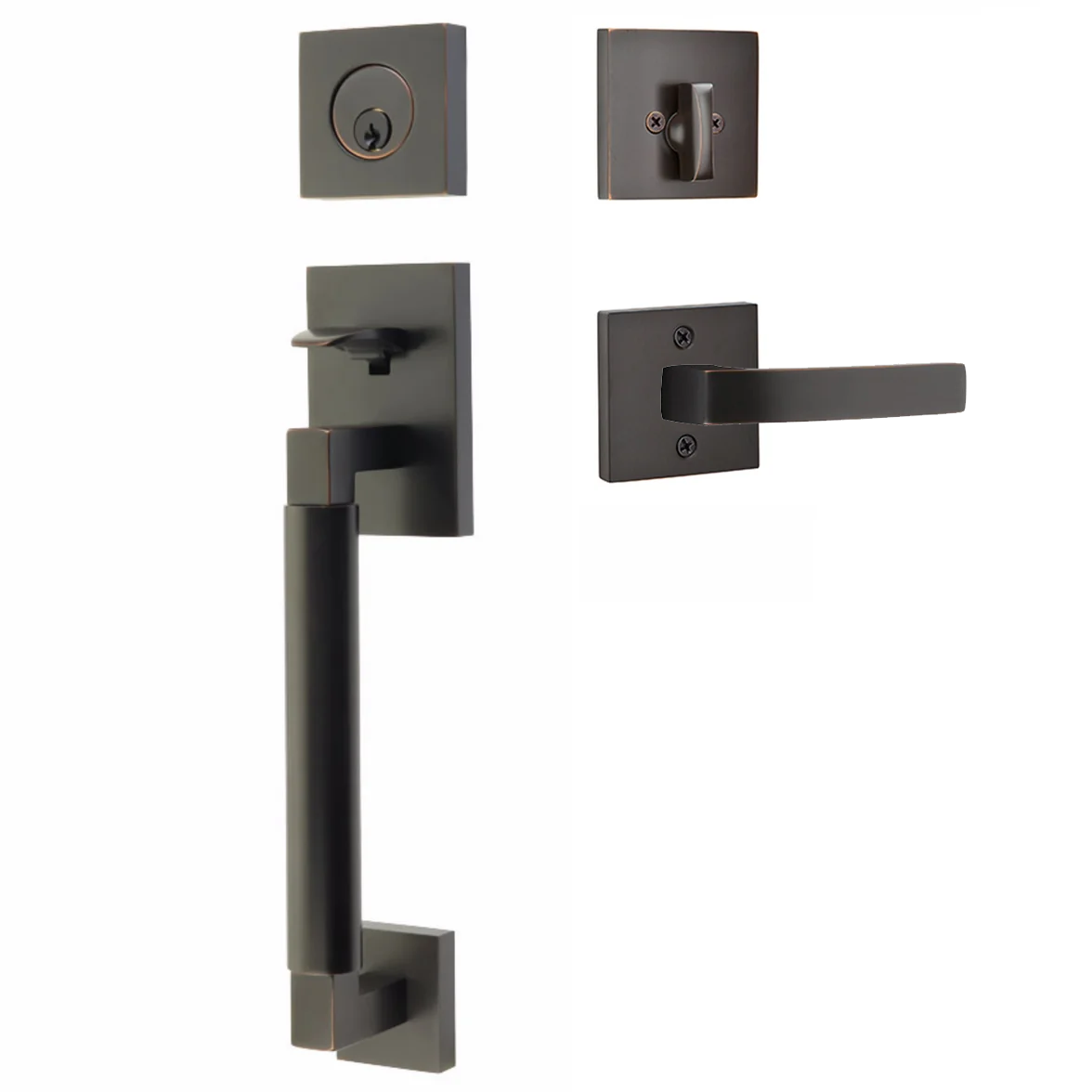 Emtek Hercules Smooth Tubular Entry Set Sectional with Breslin Lever