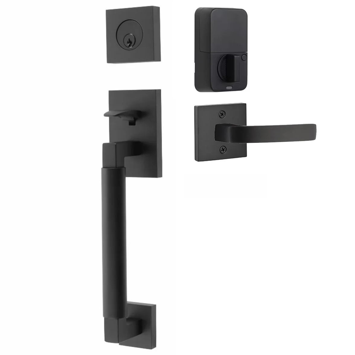 Emtek Hercules Smooth Tubular Entry Set Sectional with Breslin Lever