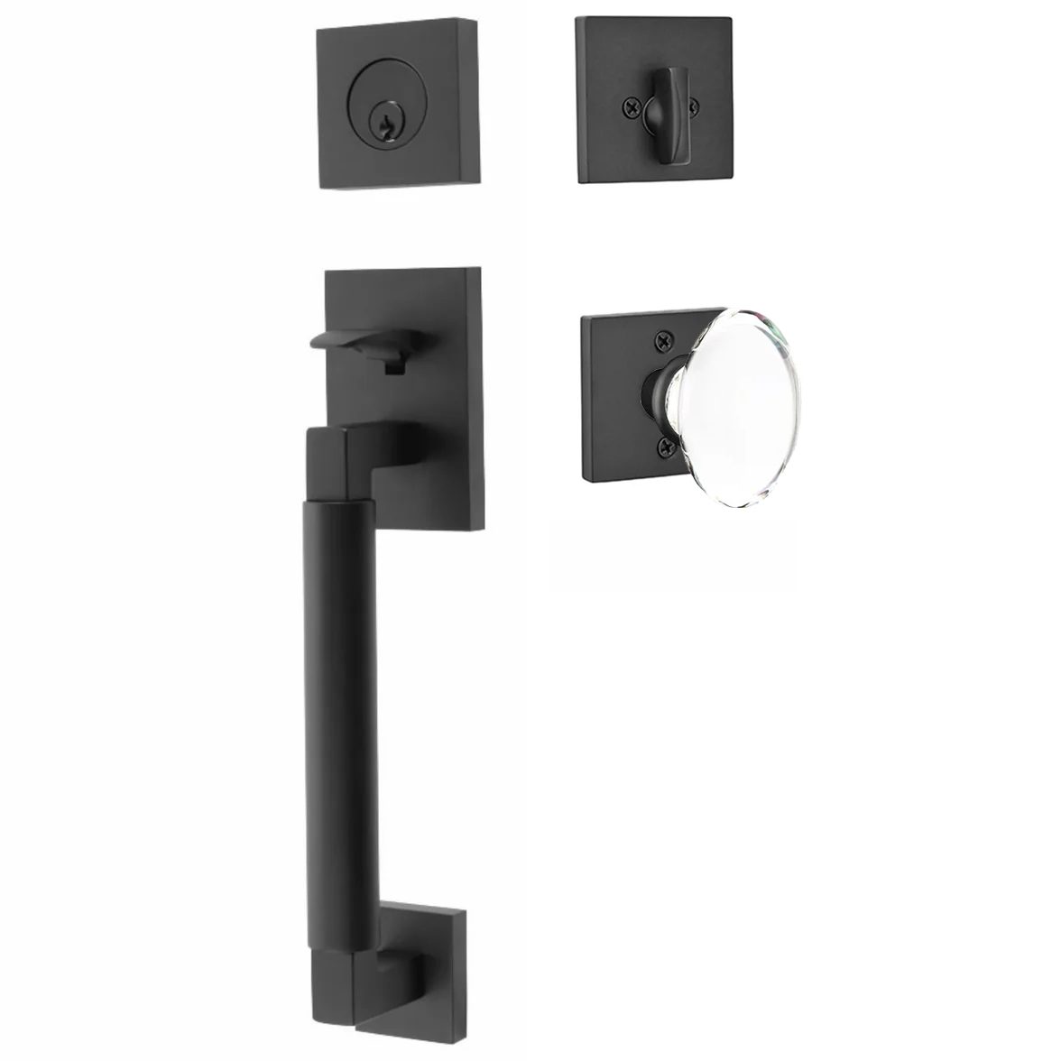 Emtek Hercules Smooth Tubular Entry Set Sectional with Hampton Glass Knob